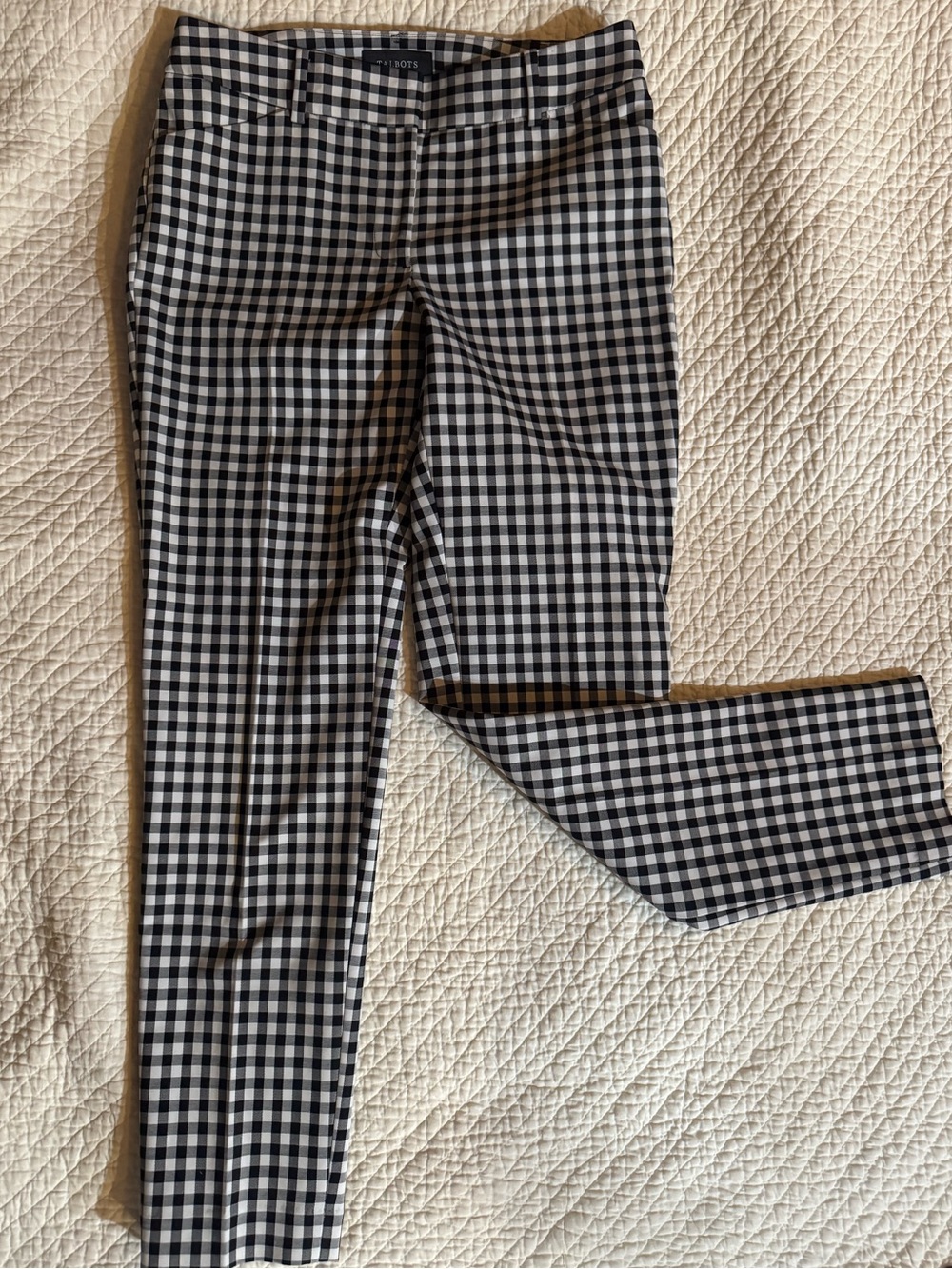 Talbots Black and White Gingham Straight-Leg Pants